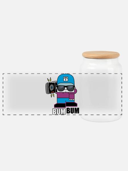 BoomBox Buddy Retro Tee - Panorama Keksdose mit Holzdeckel - Weiß