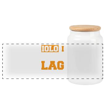 YOLO I Only LAG Once Gamer Quote Design - Panoramic Cookie Jar with Wooden Lid - white - Front