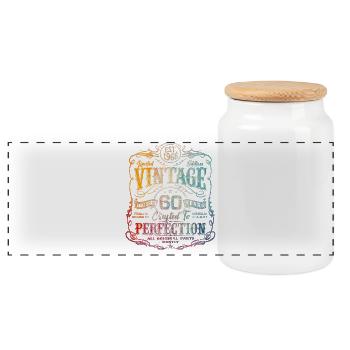 Vintage 1966 Limited Edition 60th Birthday - Panorama Keksdose mit Holzdeckel - Weiß - Vorne