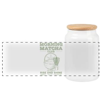 Matin, Matcha Club Lève-toi et brille Il suffit de le fouetter - Boîte à biscuits avec couvercle en bois - blanc - Devant