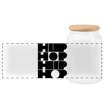 Hip-Hop-Mut typografisches Logodesign - Panorama Keksdose mit Holzdeckel - Weiß - Vorne