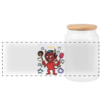 Diable de la cuisine de Devil’s Kitchen - Boîte à biscuits avec couvercle en bois - blanc - Devant