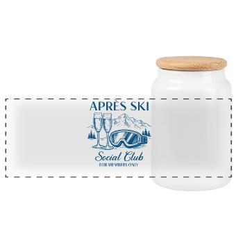 Après Ski Social Club For Members Only - Panoramic Cookie Jar with Wooden Lid - white - Front