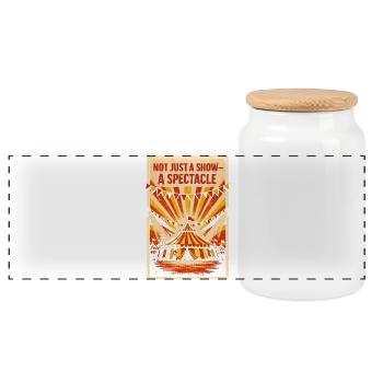Plus qu’un simple spectacle | Spectacle de cirque - Boîte à biscuits avec couvercle en bois - blanc - Devant