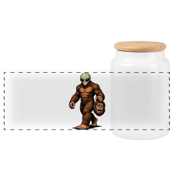 Bigfoot Alien Sasquatch UFO Science Fiction - Panorama Keksdose mit Holzdeckel - Weiß - Vorne