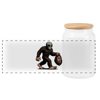 Bigfoot Alien Sasquatch UFO Science Fiction - Panorama Keksdose mit Holzdeckel - Weiß - Vorne