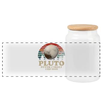 Never Forget Pluto Vintage Retro Space Design - Panoramic Cookie Jar with Wooden Lid - white - Front