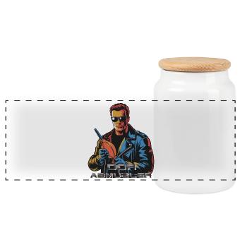 Veste en cuir Retro Pop Action Hero : Dor Abmuzler - Boîte à biscuits avec couvercle en bois - blanc - Devant