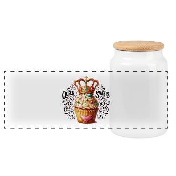 Reine du Cupcake aux Bonbons - Boîte à biscuits avec couvercle en bois - blanc - Devant