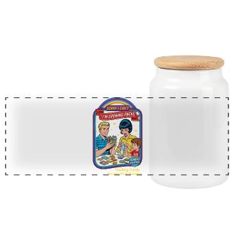 Sorry I Cant Im Opening Packs Card Hunter - Panoramic Cookie Jar with Wooden Lid - white - Front