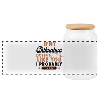 Chihuahua Chihuahueño Si Mon - Boîte à biscuits avec couvercle en bois - blanc - Devant