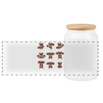 Équipe de pom-pom girls Funny Pug - Boîte à biscuits avec couvercle en bois - blanc - Devant