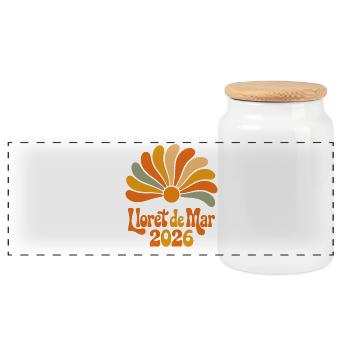 Lloret de mars 2026 Retro Blossoms - Boîte à biscuits avec couvercle en bois - blanc - Devant