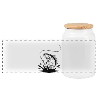Accroché à la pêche - Pêcheur Spruch - Boîte à biscuits avec couvercle en bois - blanc - Devant