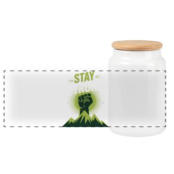Stay Strong - Power Faust Mountains Design - Panoramic Cookie Jar with Wooden Lid - white - Front