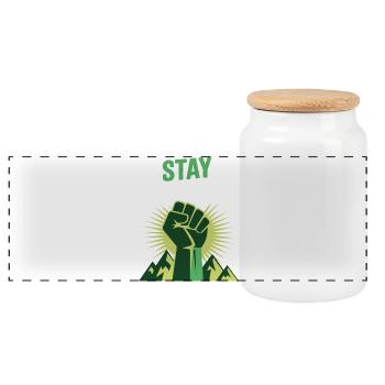 Stay Strong - Power Faust Mountains Design - Panoramic Cookie Jar with Wooden Lid - white - Front