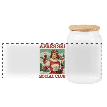 Après Ski Social Club Vintage Rétro - Boîte à biscuits avec couvercle en bois - blanc - Devant