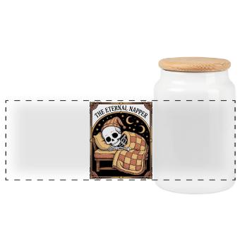 La Nuit d’humour du sommeil du squelette éternel de sieste - Boîte à biscuits avec couvercle en bois - blanc - Devant