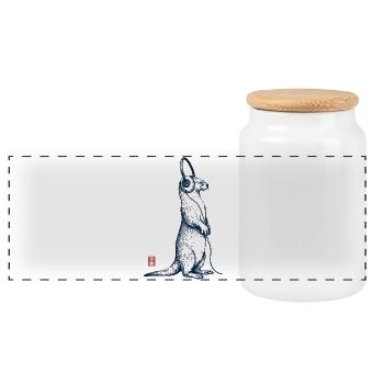 Music Otter - Panoramic Cookie Jar with Wooden Lid - white - Front