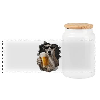 Windhund Bier - Panorama Keksdose mit Holzdeckel - Weiß - Vorne