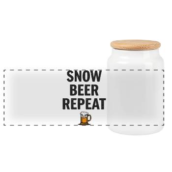Snow Beer Repeat Après Ski Sports d’hiver Montagnes - Boîte à biscuits avec couvercle en bois - blanc - Devant