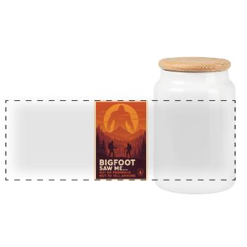 Bigfoot m’a vu | Humour de plein air - Boîte à biscuits avec couvercle en bois - blanc - Devant
