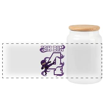 Je suis 4 Ninja 4e anniversaire Karaté Violet - Boîte à biscuits avec couvercle en bois - blanc - Devant