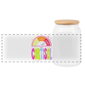Cortisol Level Dashboard - Panoramic Cookie Jar with Wooden Lid - white - Front
