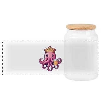 Jellyfish Beer King - Panoramic Cookie Jar with Wooden Lid - white - Front