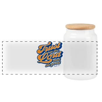 Christian Jesus God Worship Faith Religious - Panoramic Cookie Jar with Wooden Lid - white - Front