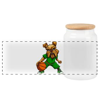 Yorkie Terrier Basketball - Panoramic Cookie Jar with Wooden Lid - white - Front