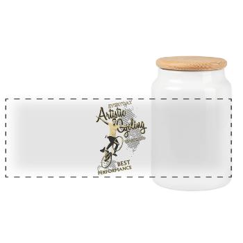 Artistic cycling, artistic cycling, indoor cycling - Panoramic Cookie Jar with Wooden Lid - white - Front