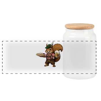 Squirrel costume Kaiserschmarrn Kaiserschmarren - Panoramic Cookie Jar with Wooden Lid - white - Front
