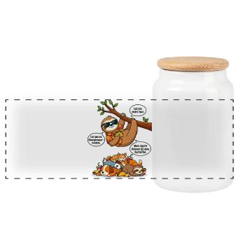 Paresseux économe en énergie et petit animal - Boîte à biscuits avec couvercle en bois - blanc - Devant