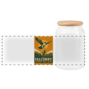 Falconry: old, wild, alive | Bird of prey - Panoramic Cookie Jar with Wooden Lid - white - Front