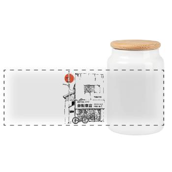 Boutique de vélos de Tokyo - Boîte à biscuits avec couvercle en bois - blanc - Devant