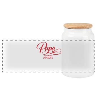 Dad is my home – gift for father - Panoramic Cookie Jar with Wooden Lid - white - Front