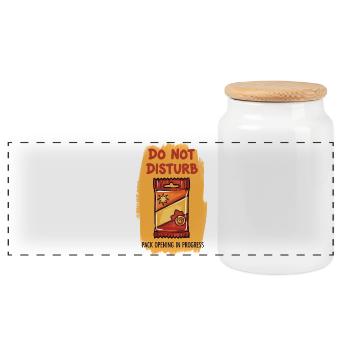Do Not Disturb Pack Opening In Progress Trading - Panoramic Cookie Jar with Wooden Lid - white - Front