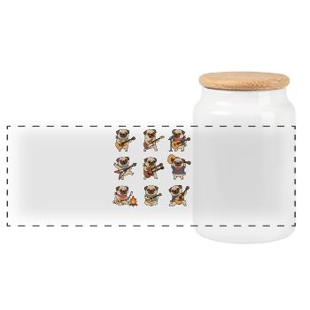 Pug Band, Guitare, Musiciens de dessins animés, Chiens - Boîte à biscuits avec couvercle en bois - blanc - Devant
