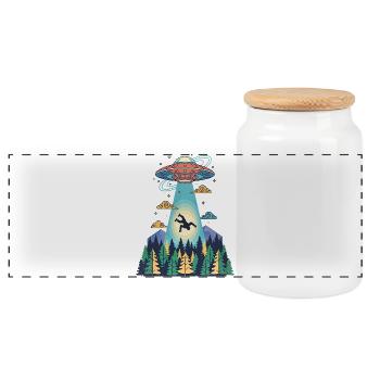 Vaisseau OVNI Sasquatch d’abduction extraterrestre Bigfoot - Boîte à biscuits avec couvercle en bois - blanc - Devant