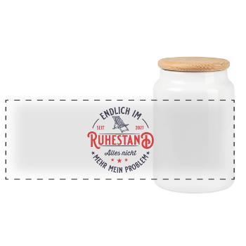 Âge de la retraite 2027 Fauteuil inclinable Retraite vintage - Boîte à biscuits avec couvercle en bois - blanc - Devant