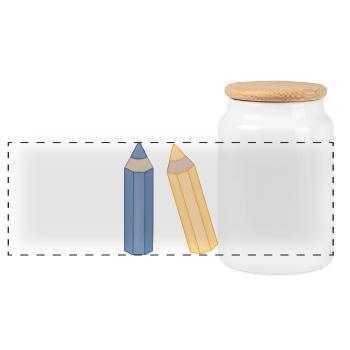 Bleistift-Duo Illustration Buntstifte - Panorama Keksdose mit Holzdeckel - Weiß - Vorne