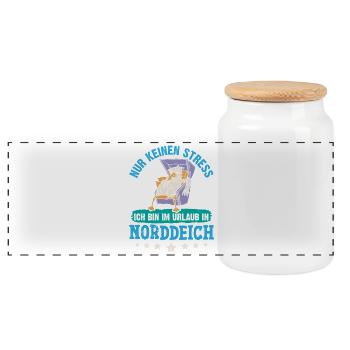 JUST DON'T STRESS I'M ON HOLIDAY IN - Panoramic Cookie Jar with Wooden Lid - white - Front