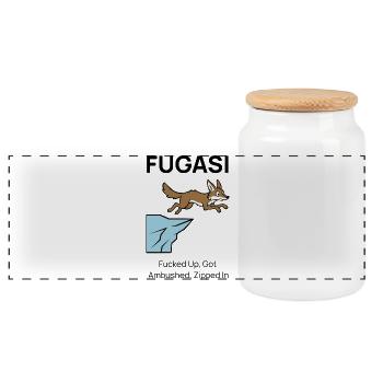 FUGASI : Fox dans une situation délicate. - Boîte à biscuits avec couvercle en bois - blanc - Devant