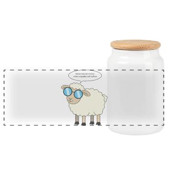 Mouton intelligent : Malveillance contre Stupidité - Boîte à biscuits avec couvercle en bois - blanc - Devant
