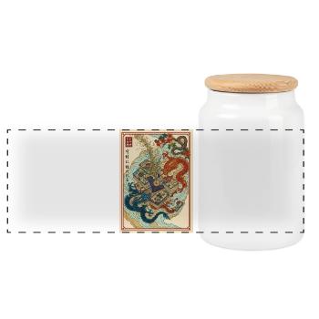 Dragon God Pack Legendäre Zug-Sammelkarte - Panorama Keksdose mit Holzdeckel - Weiß - Vorne