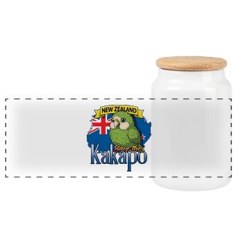Nouvelle-Zélande Sauver l’Oiseau Kakapo - Boîte à biscuits avec couvercle en bois - blanc - Devant