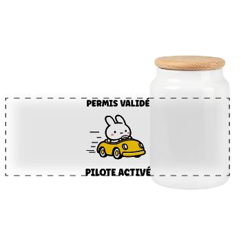 Humour j'ai mon permis de conduire - Boîte à biscuits avec couvercle en bois - blanc - Devant