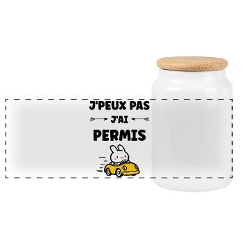 Humour j'ai mon permis de conduire - Boîte à biscuits avec couvercle en bois - blanc - Devant