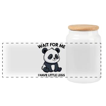 Wait for Me I Have Little Legs, Cute Funny - Panoramic Cookie Jar with Wooden Lid - white - Front